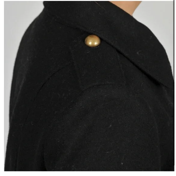 Tahari Black Wool Double-breasted Military Wool Coat Black 12   🎀 FIRM - Picture 4 of 14